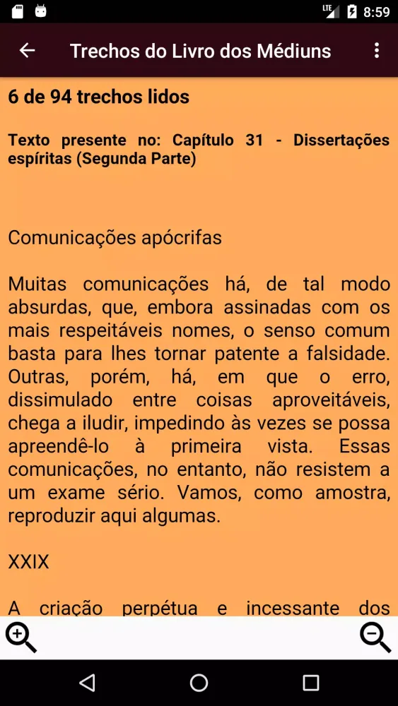 Zrzuty ekranu Trechos do Livro dos Médiuns