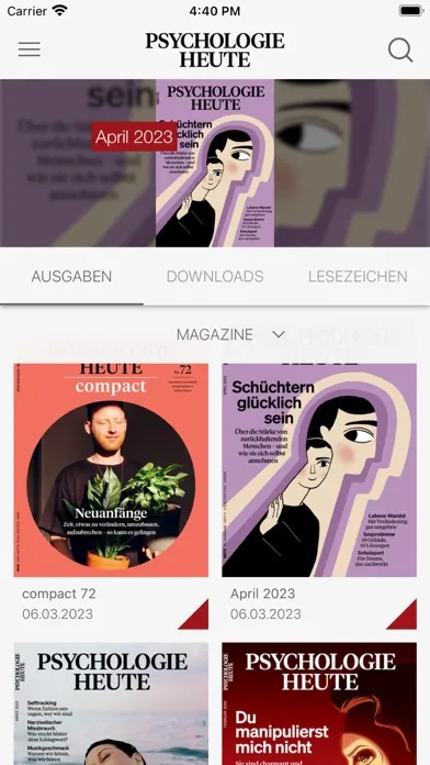 Capturas de tela do Psychologie Heute