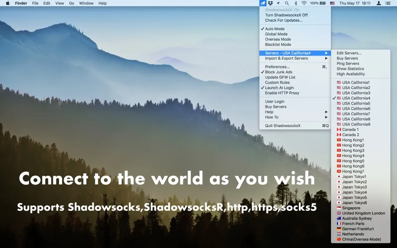 Скриншоты Shadowsocks X