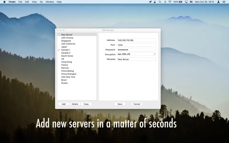 Скриншоты Shadowsocks X