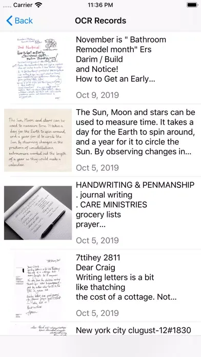 Handwriting OCR Screenshots