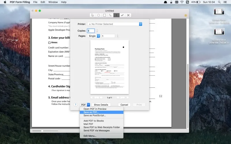 Capturas de tela do PDF Form Filling