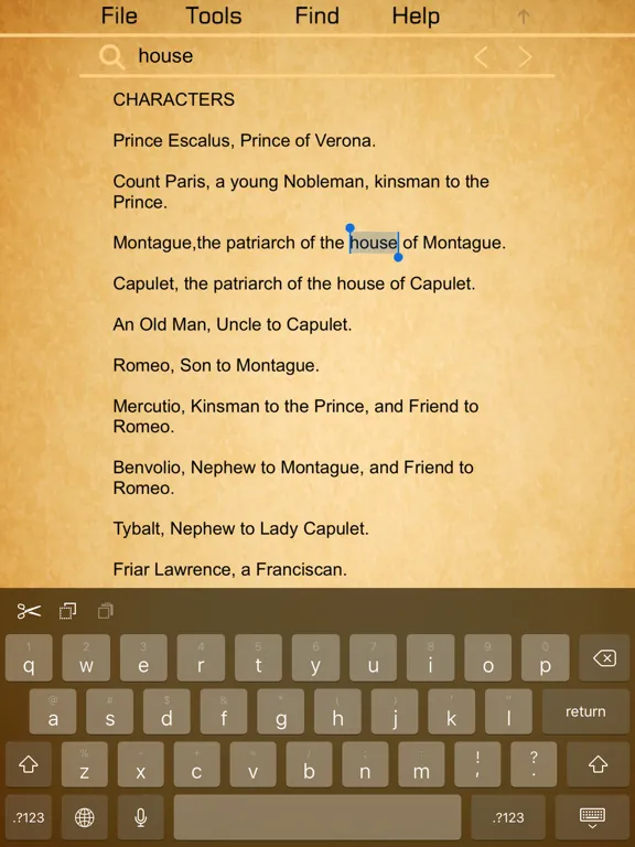 Tangkapan layar Shakespeare - Complete Search iPad 