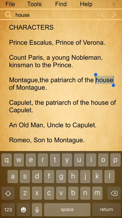 Tangkapan layar Shakespeare - Complete Search