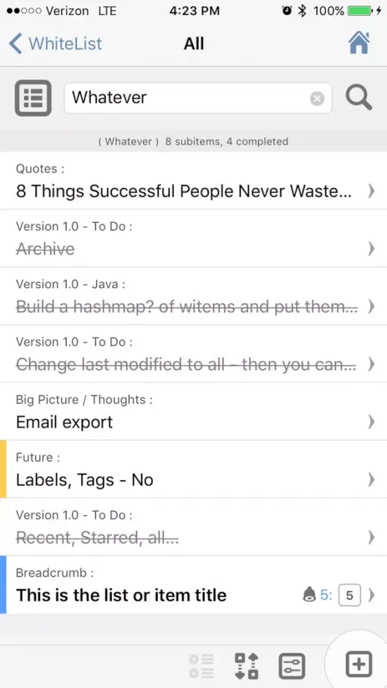 Capturas de tela do WhiteList - A List Taking and Note Making App