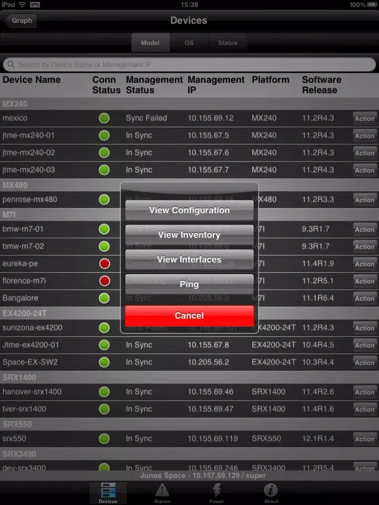 Junos Space iPad  スクリーンショット