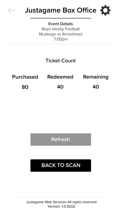 Ảnh chụp màn hình của Justagame Tickets