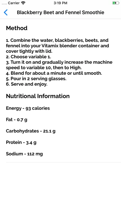 Скриншоты Diabetic Vitamix Recipes