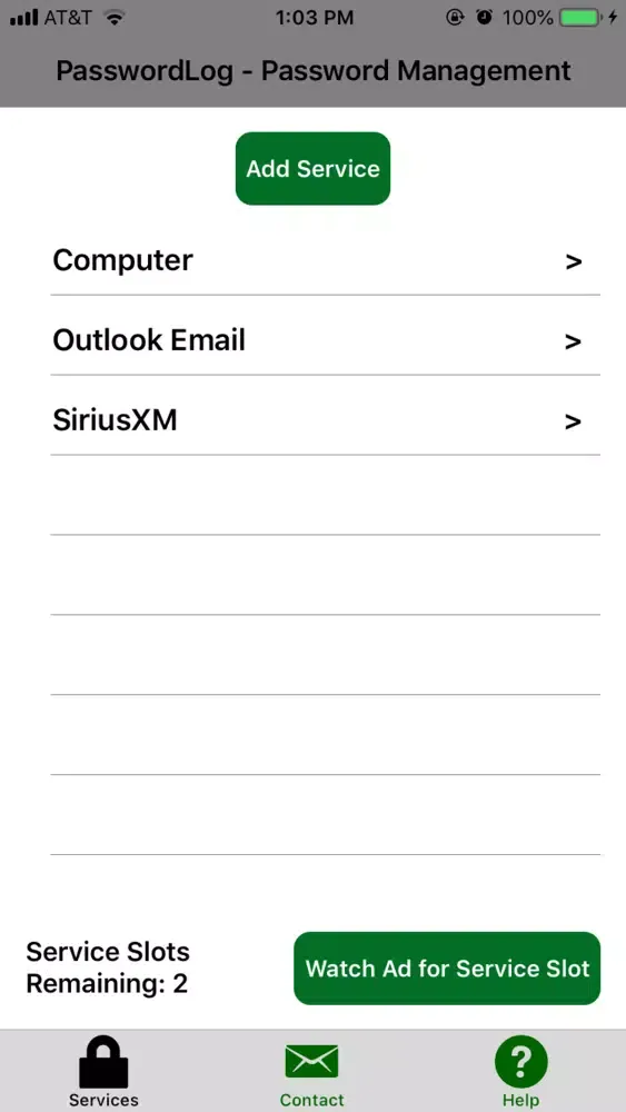 PasswordLog Screenshots