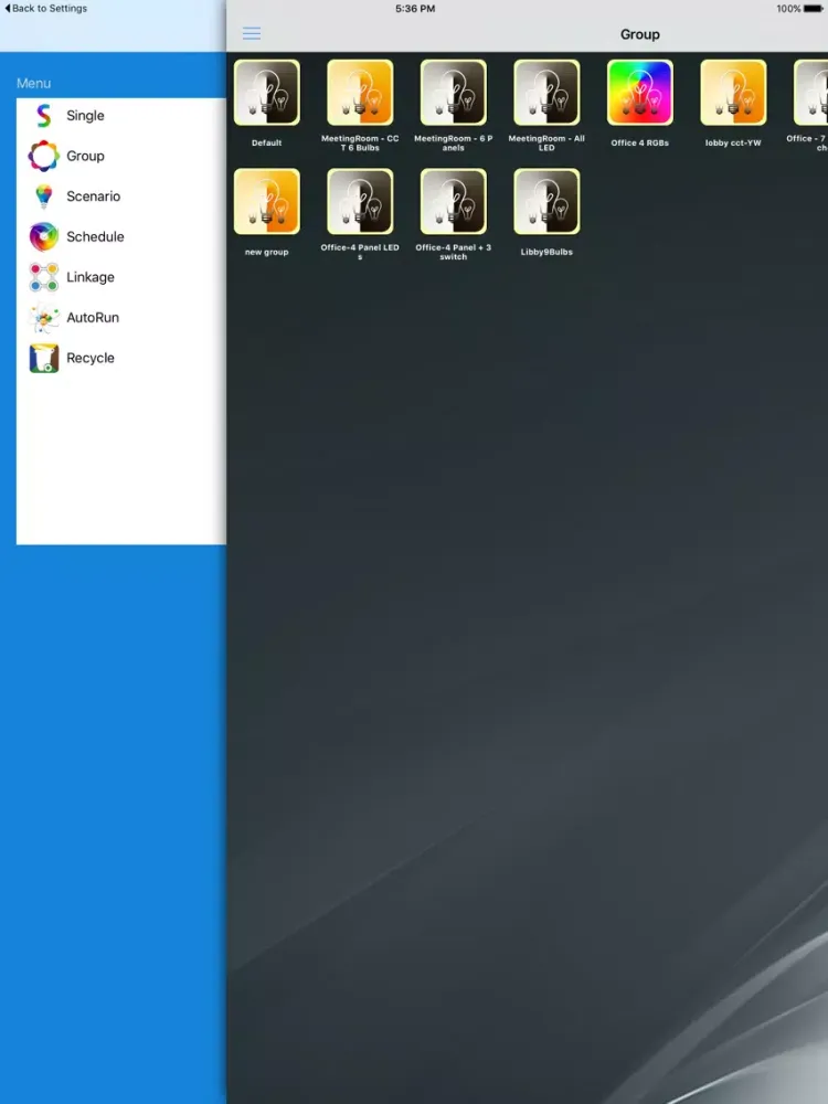 Capturas de pantalla de Just Light Smart Control iPad 