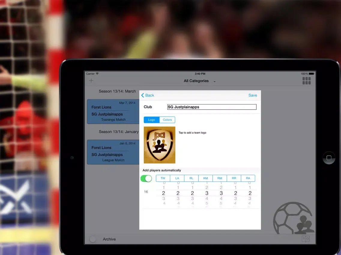 Ảnh chụp màn hình của CoachBook Select - Handball Analysis & more iPad 