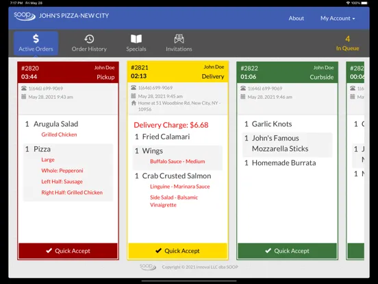 SOOP online ordering system iPad  Screenshots