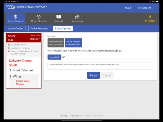 SOOP online ordering system iPad  Screenshots