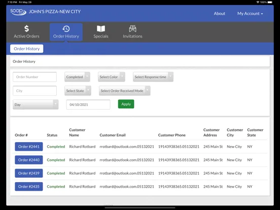 SOOP online ordering system iPad  Screenshots