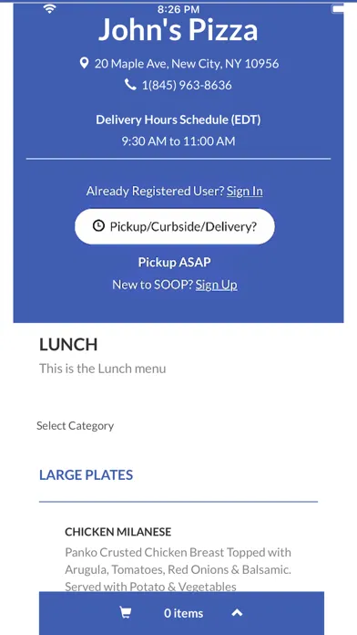 SOOP online ordering system Screenshots