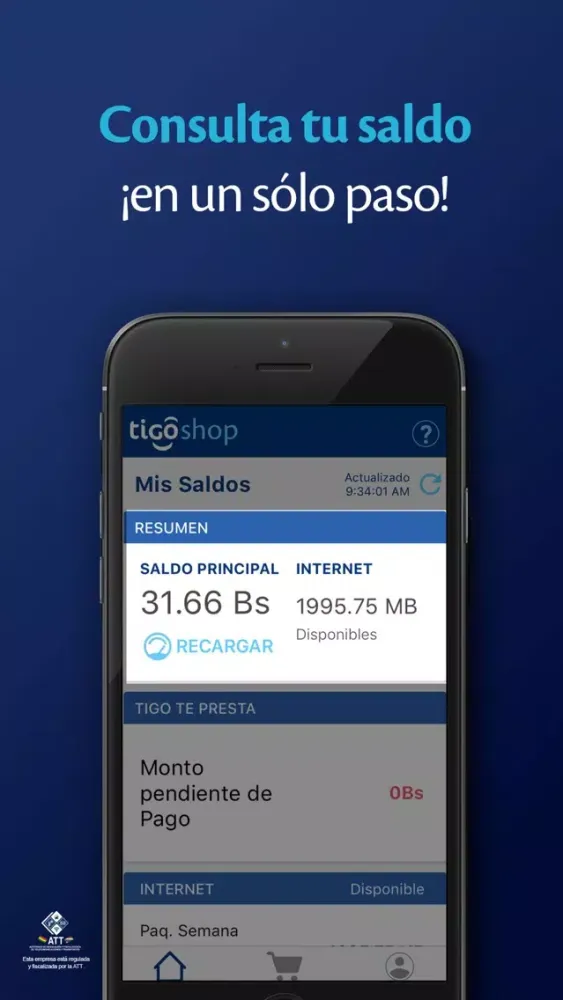 ภาพหน้าจอของ Tigo Shop Bolivia