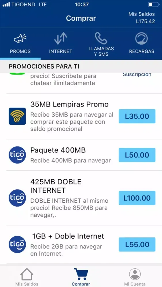 Capturas de pantalla de Tigo Shop Honduras