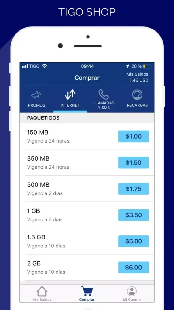 Tangkapan layar Tigo Shop El Salvador