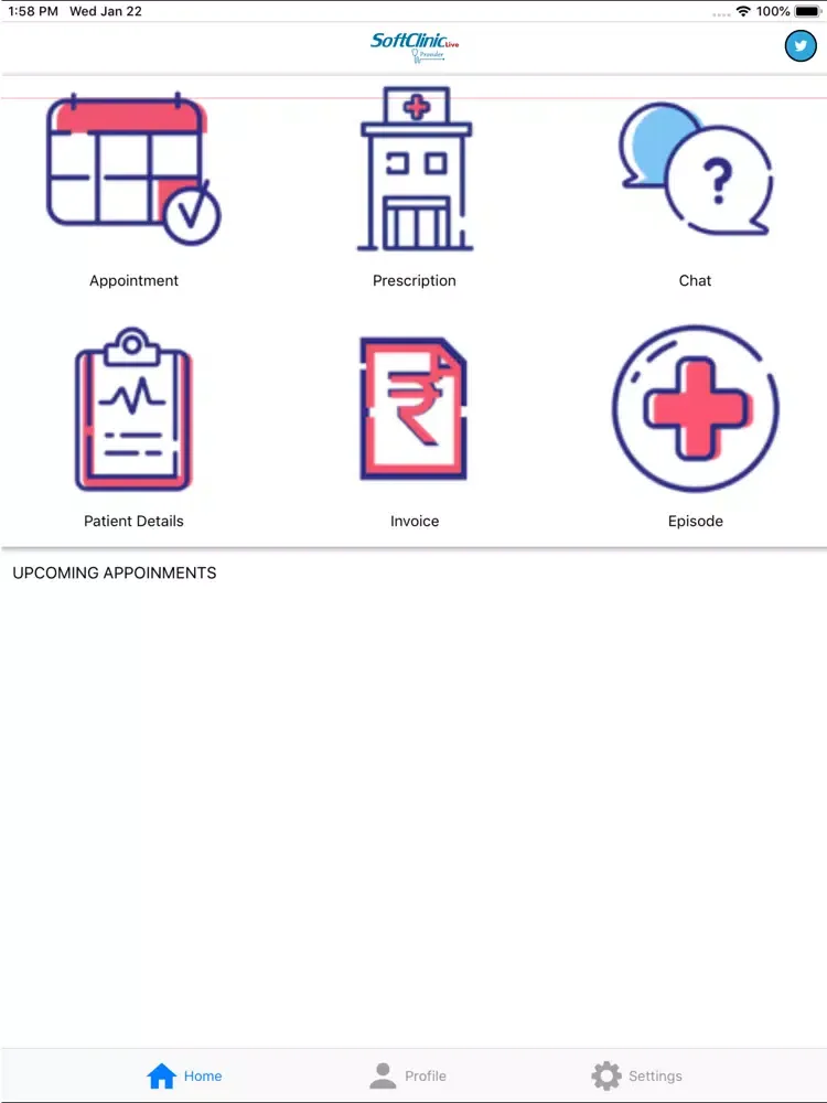 Ảnh chụp màn hình của SoftClinicLive Provider iPad 