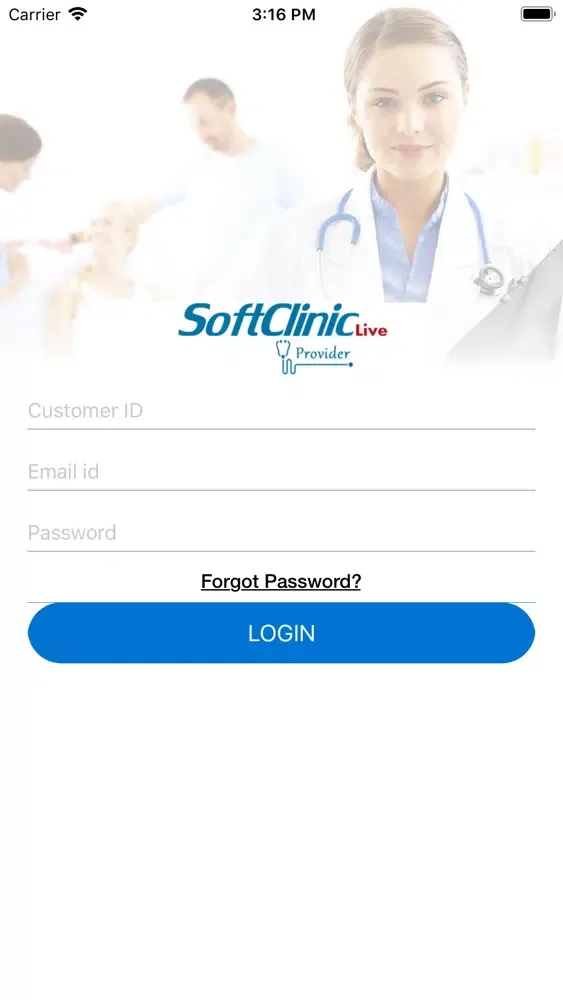 Ảnh chụp màn hình của SoftClinicLive Provider