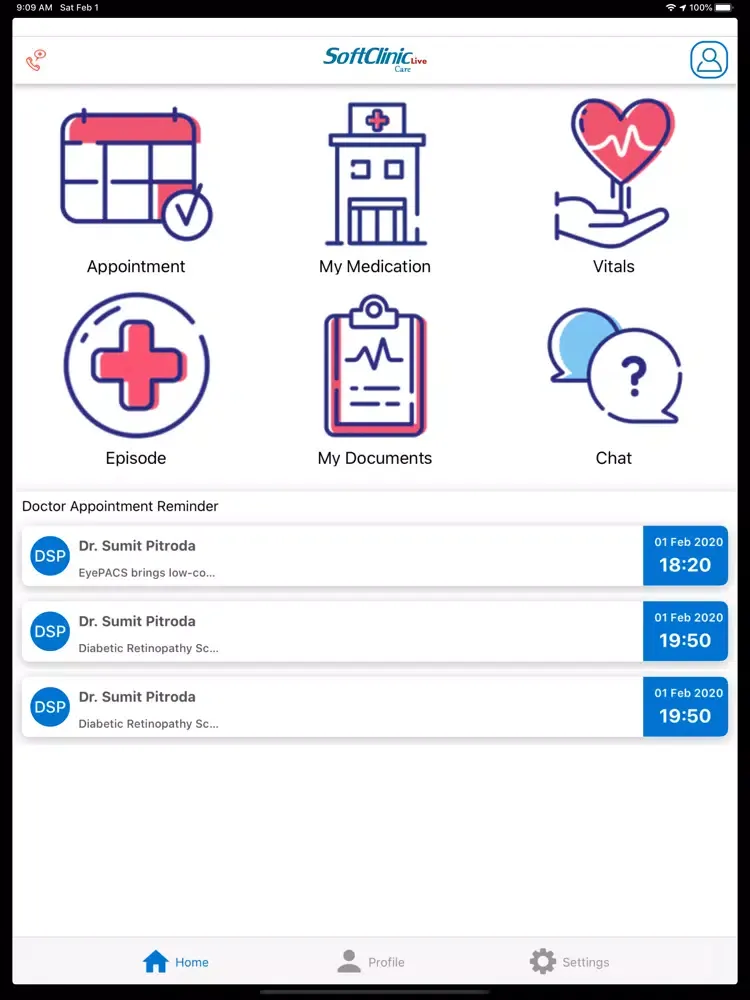 Zrzuty ekranu SoftclinicLive Care iPad 