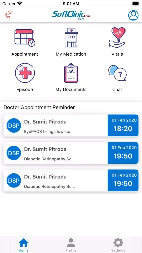 Zrzuty ekranu SoftclinicLive Care