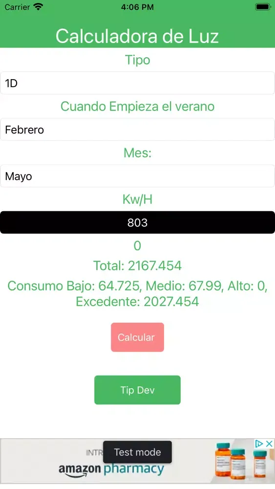 Screenshot di Calculadora de Luz México