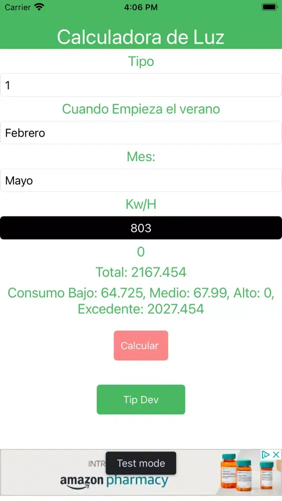 Screenshot di Calculadora de Luz México