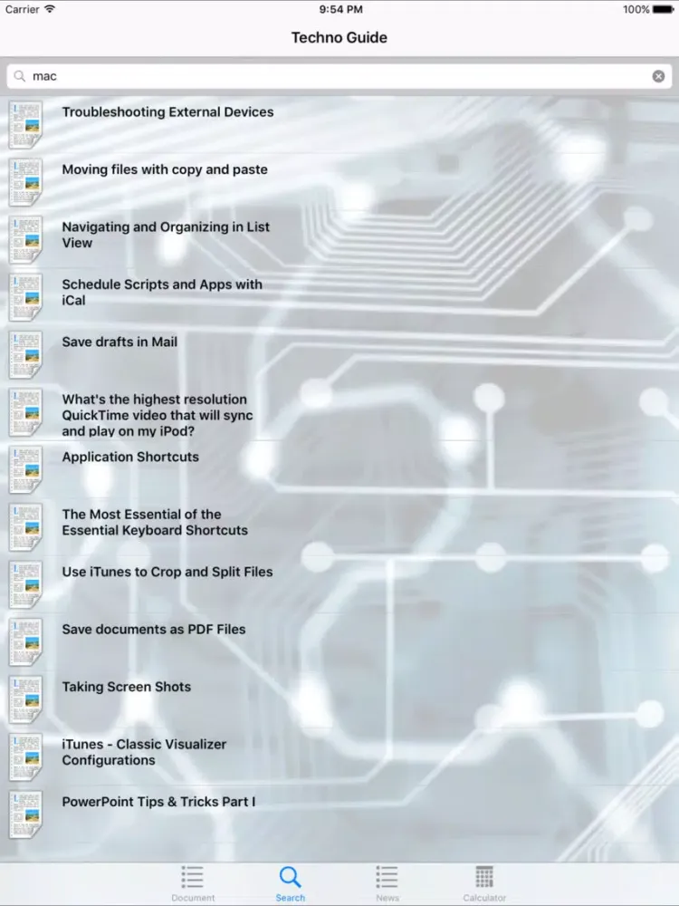 ภาพหน้าจอของ Technology Guide iPad 