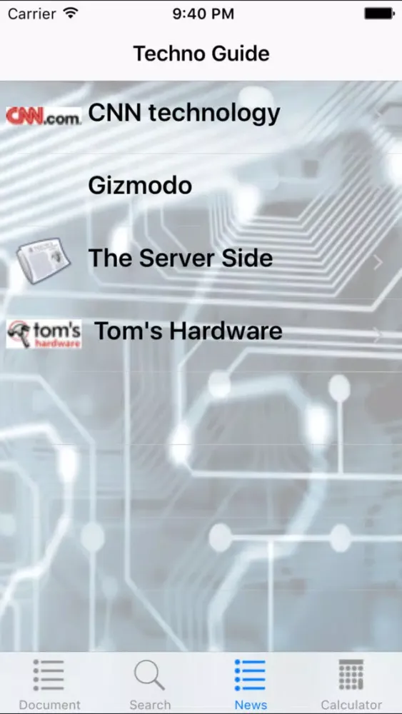 ภาพหน้าจอของ Technology Guide