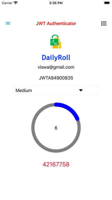 ภาพหน้าจอของ JWT Authenticator