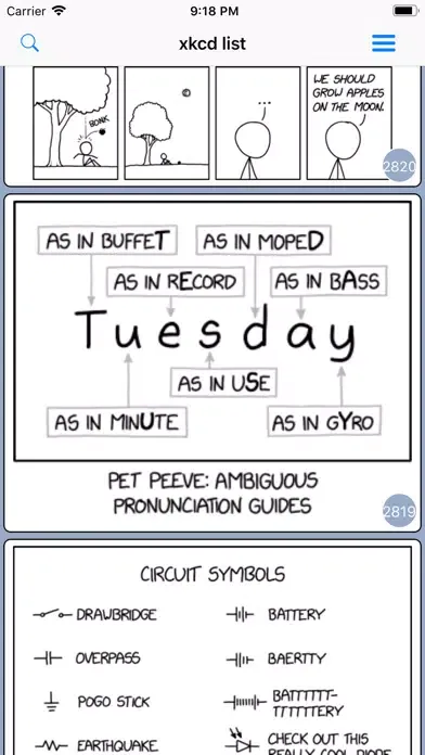 xkcd Comic Reader سکرین شاٹس
