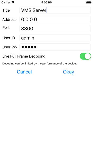 Zrzuty ekranu VMS Client