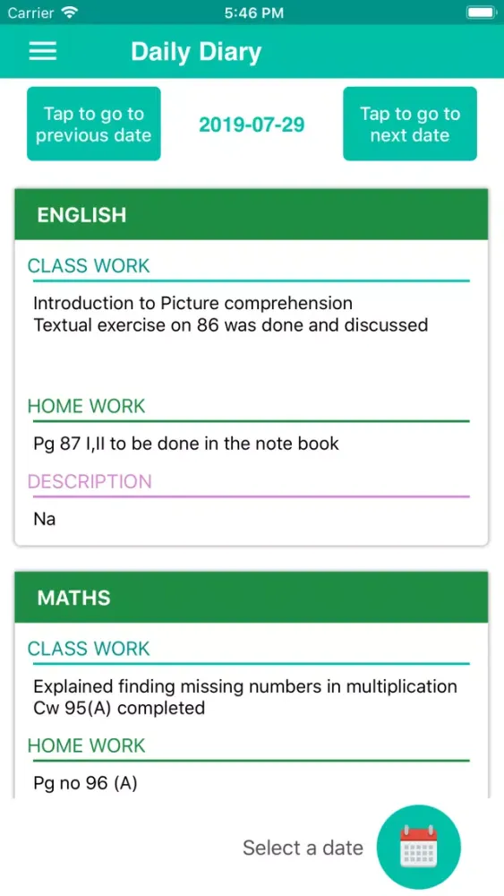 Zrzuty ekranu EduvateParentPortal