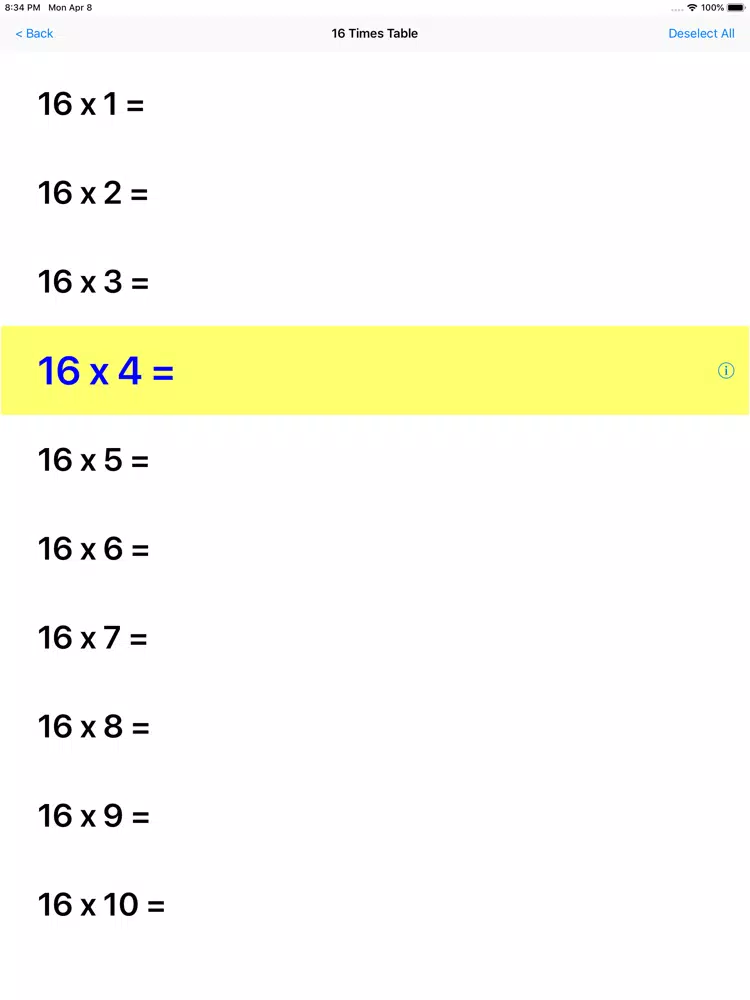 Multiplication Times Tables II iPad  スクリーンショット