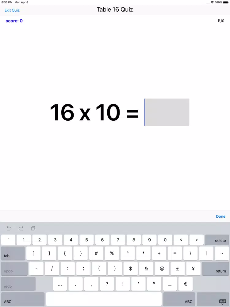 Multiplication Times Tables II iPad  スクリーンショット