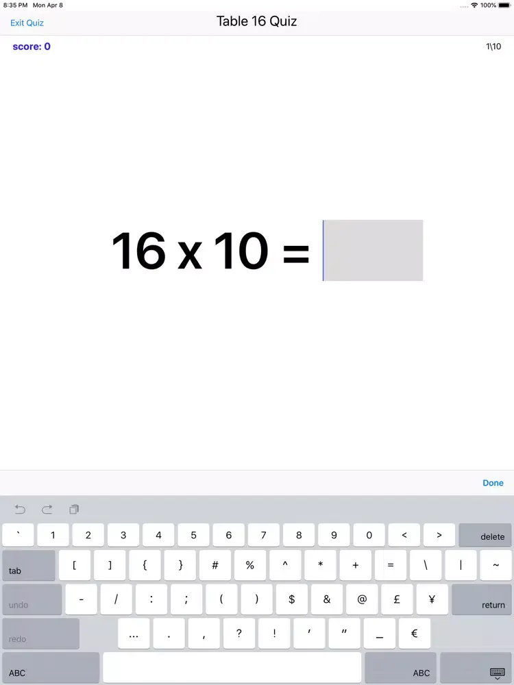 Tangkapan layar Multiplication Times Tables II iPad 