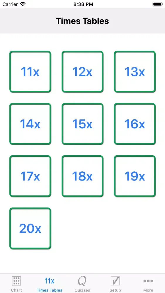 Tangkapan layar Multiplication Times Tables II