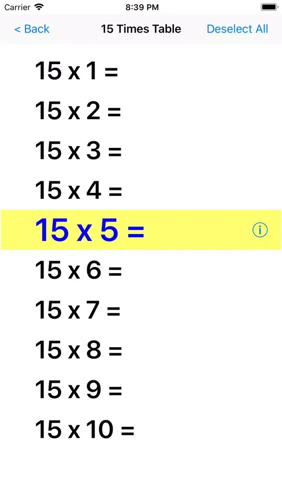 Tangkapan layar Multiplication Times Tables II