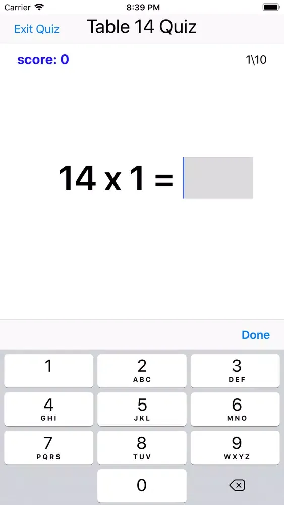 Tangkapan layar Multiplication Times Tables II