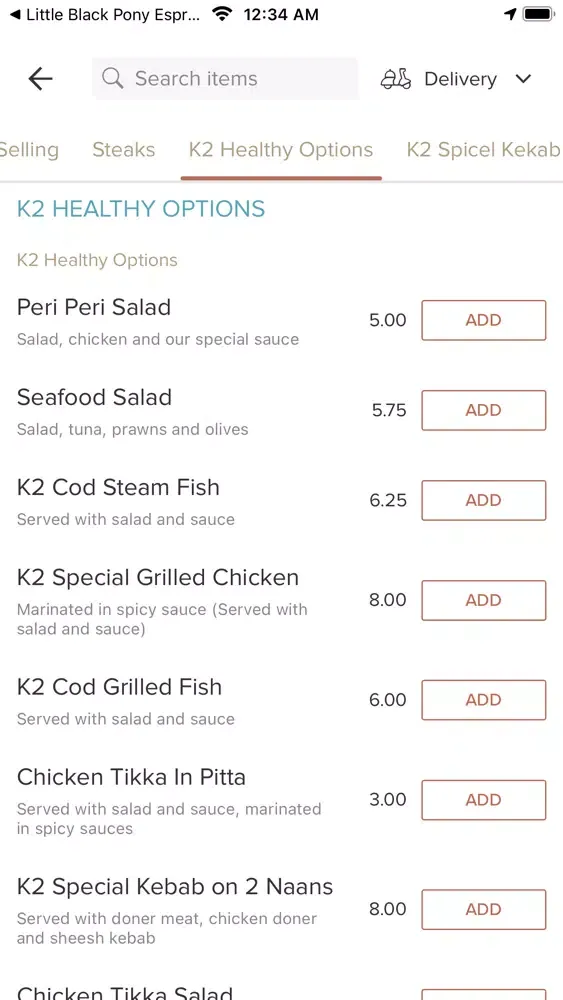 Tangkapan layar K2 Pizza & Peri Peri