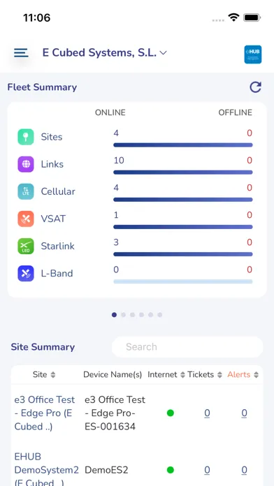 Captures d'écran de e3 Systems eHub