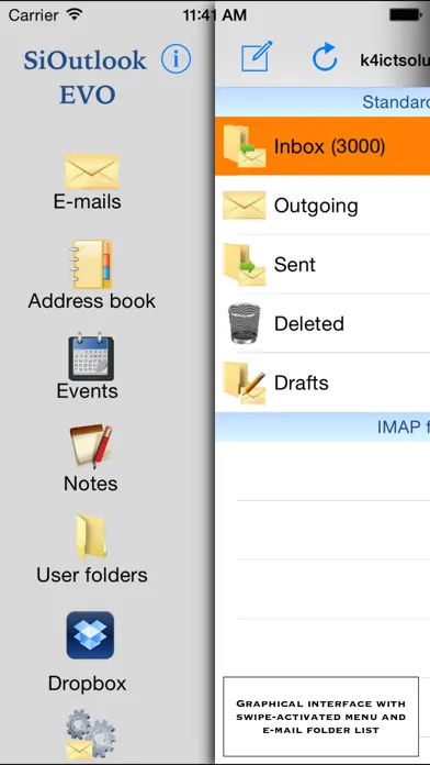 Capturas de tela do SiOutlook Evo