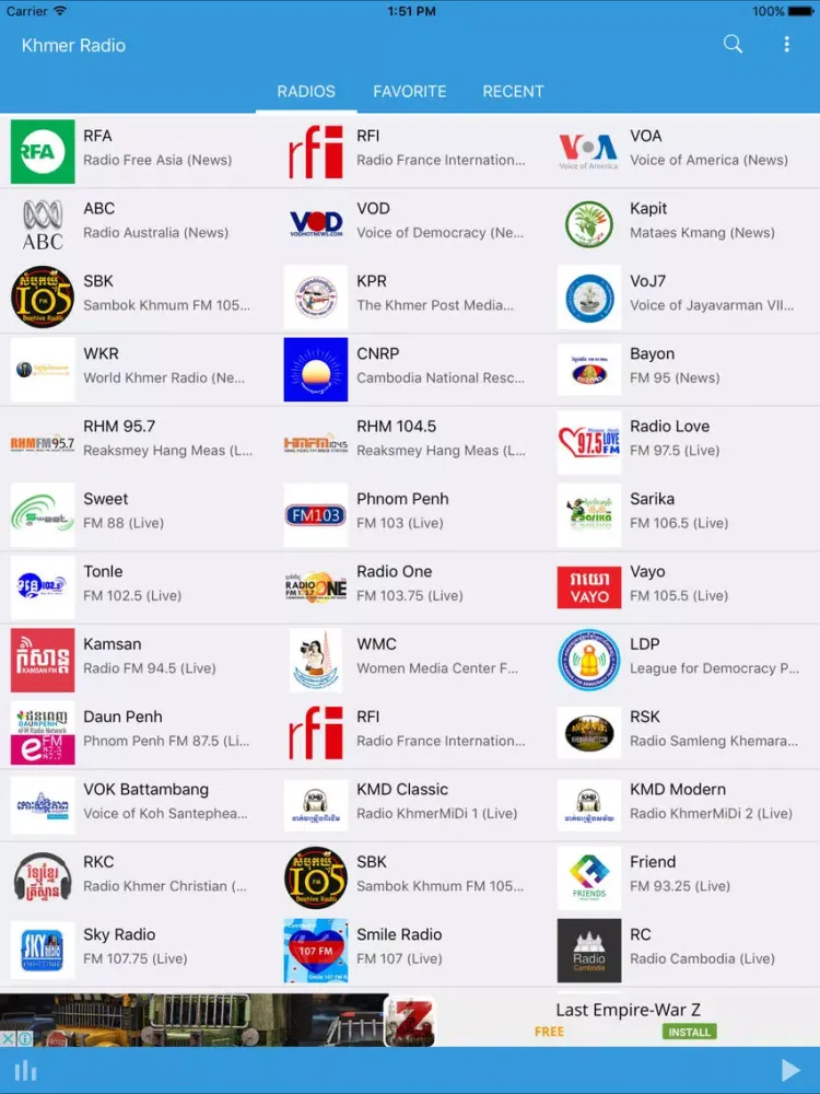 Capturas de pantalla de Khmer Radio iPad 