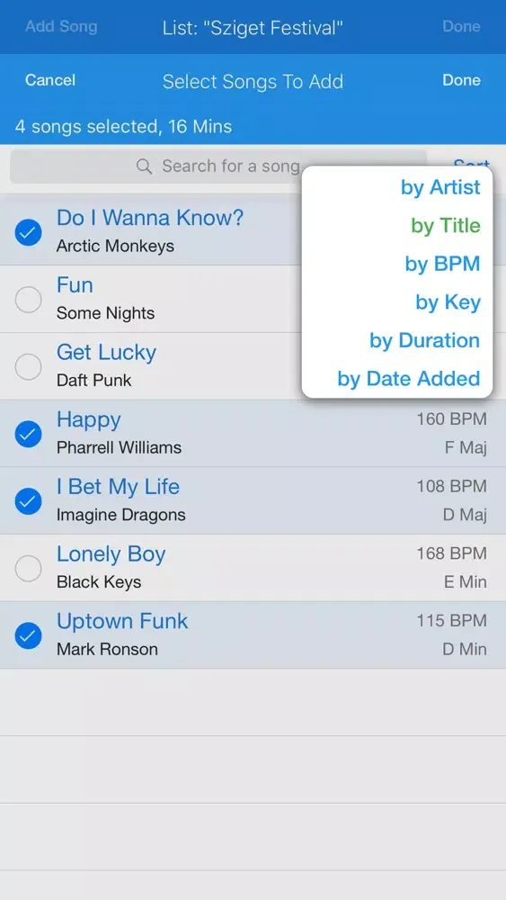 Screenshot di SetList & Repertoire Assistant