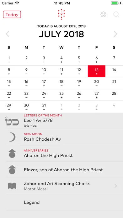 Tangkapan layar Kabbalistic Calendar