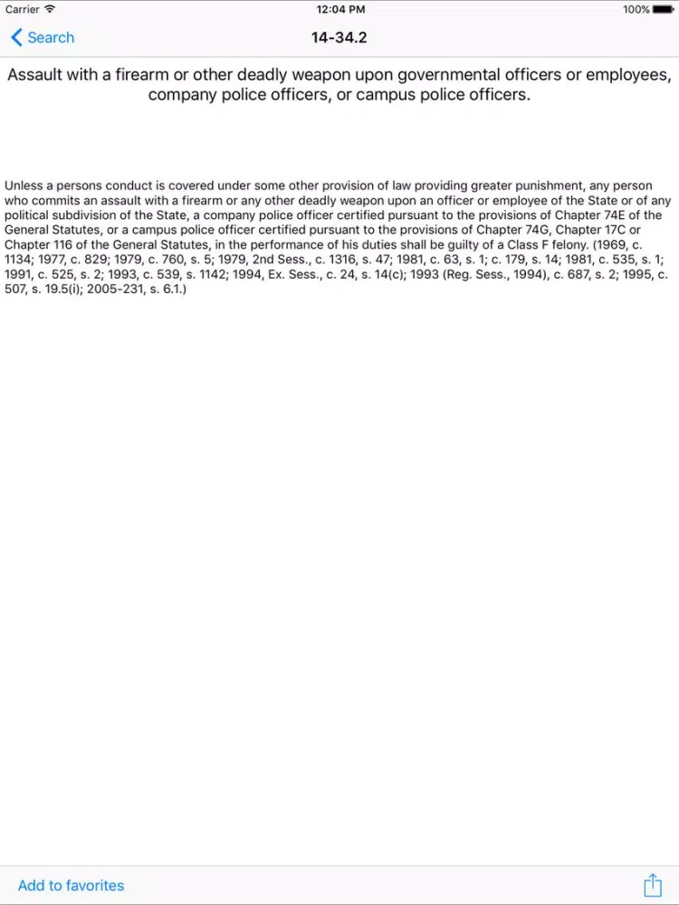 NCLaw - Criminal Law - Chapters 20/50/90 iPad  Screenshots