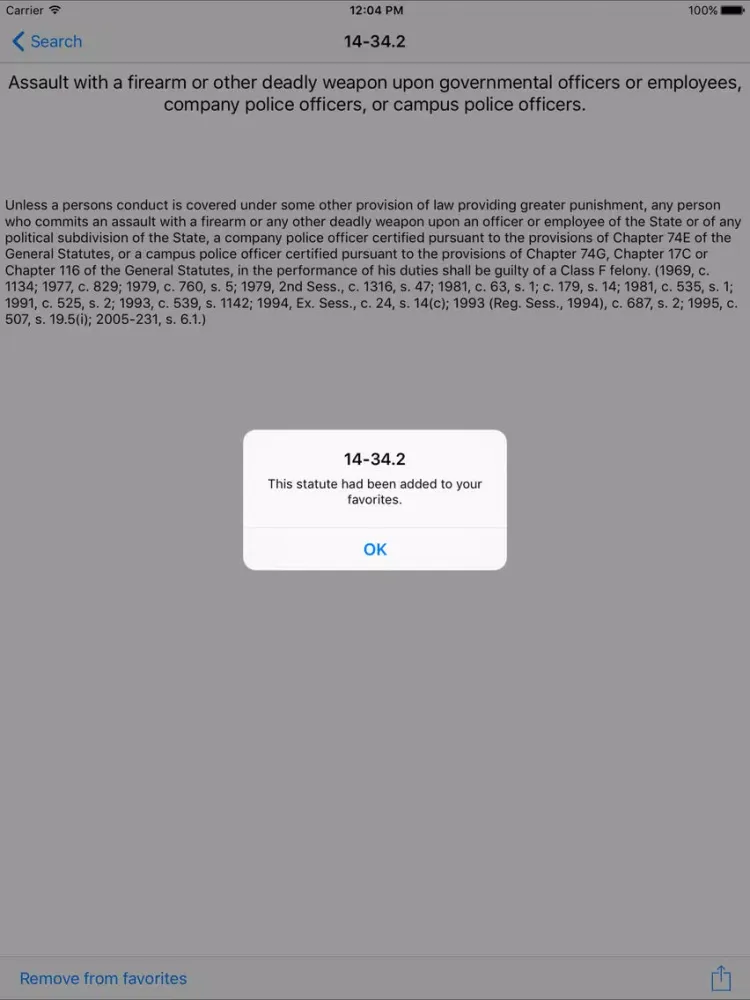 NCLaw - Criminal Law - Chapters 20/50/90 iPad  Screenshots