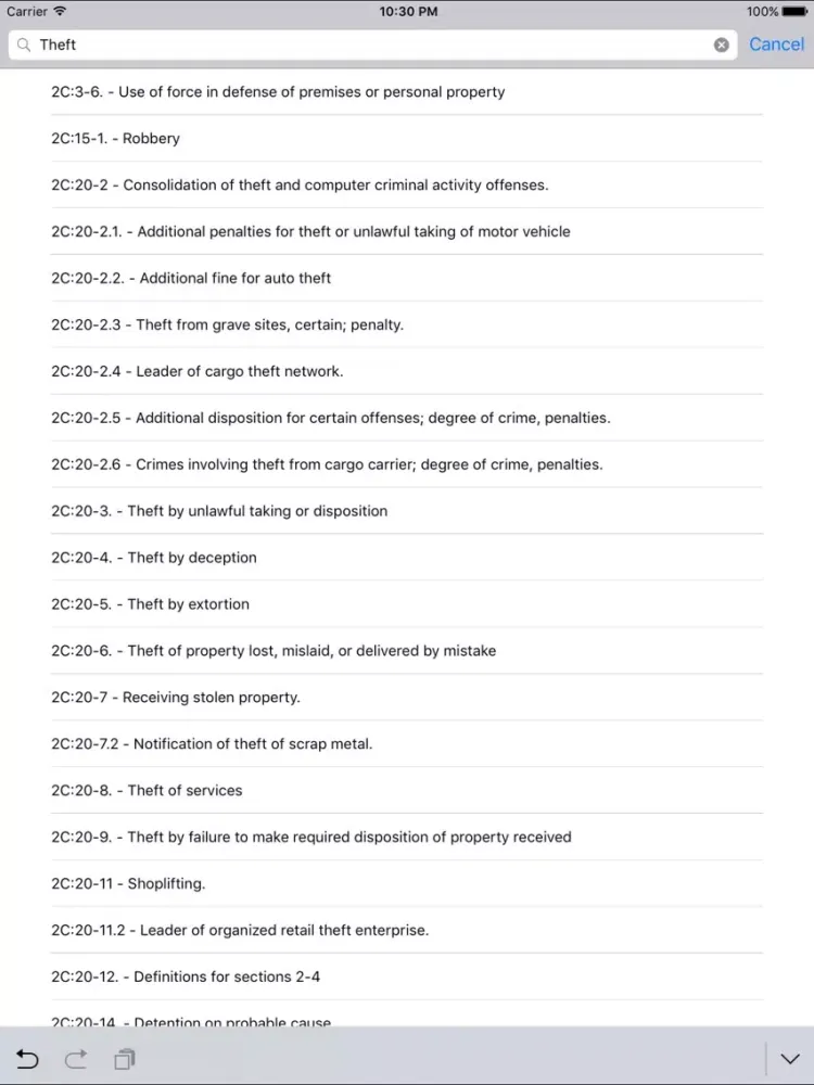Tangkapan layar NJLaw - Title 2C - Criminal Law iPad 