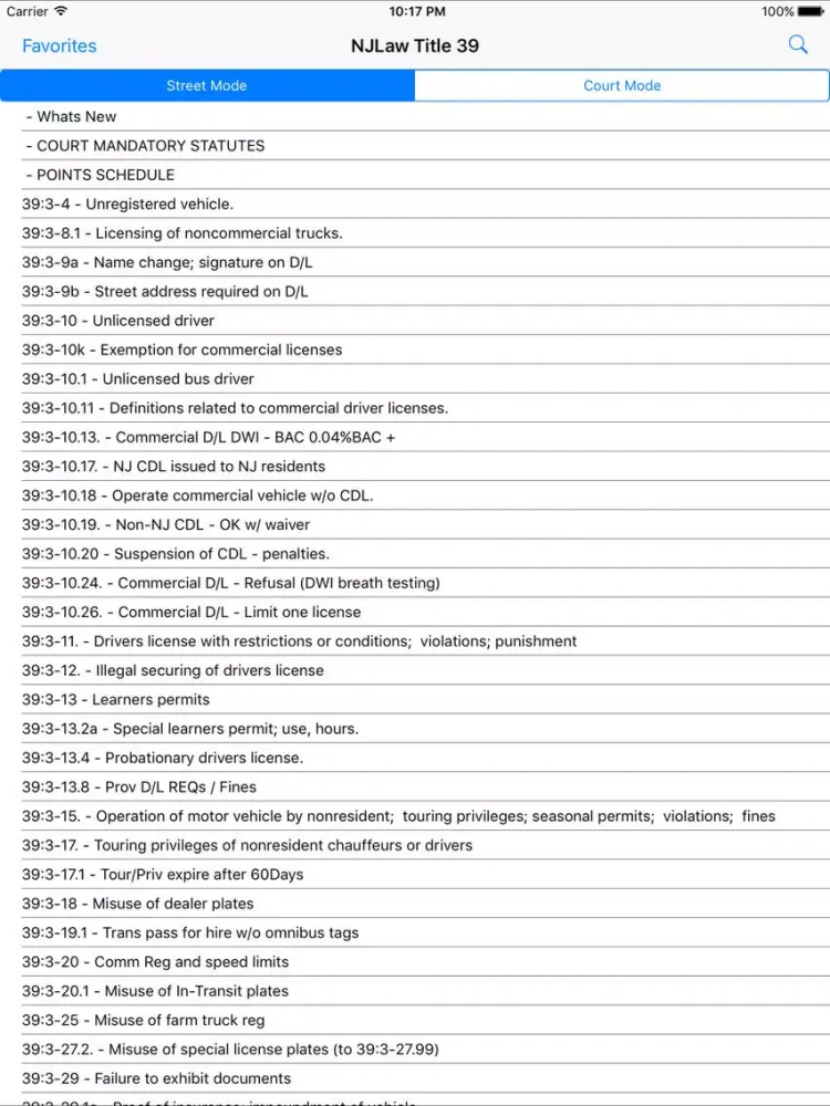 Zrzuty ekranu NJLaw - Title 39 - Motor Vehicle iPad 